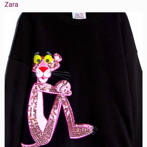 Zara Black Sweater with Pink Panther Graphic - Picture 2 of 9